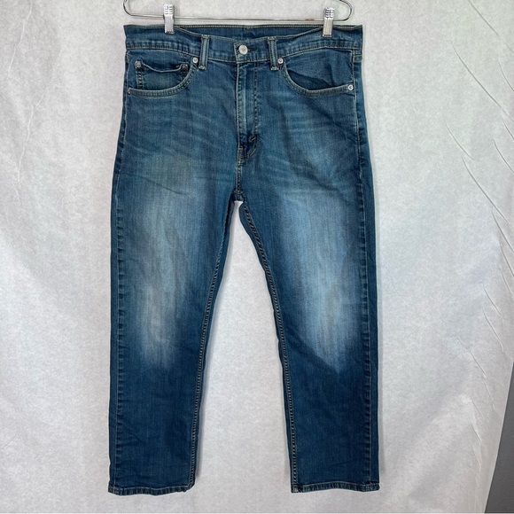 Levis 505 Jeans Mens 34x30 Blue Medium Wash Regular Fit Straight Leg - Picture 1 of 7
